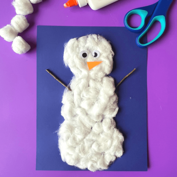 Cotton Ball Snowman Art - Friends Art Lab