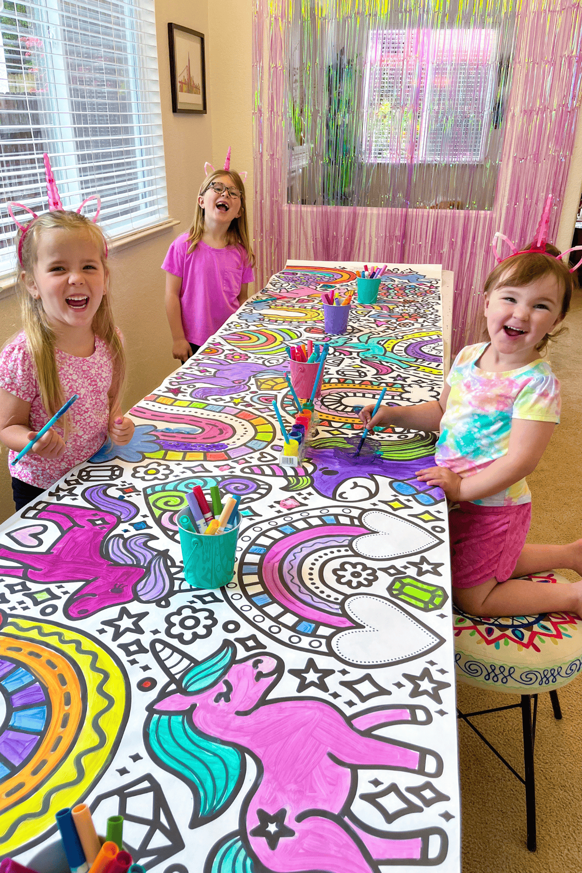 Rainbows & Unicorns Giant Coloring Banner - Friends Art Lab