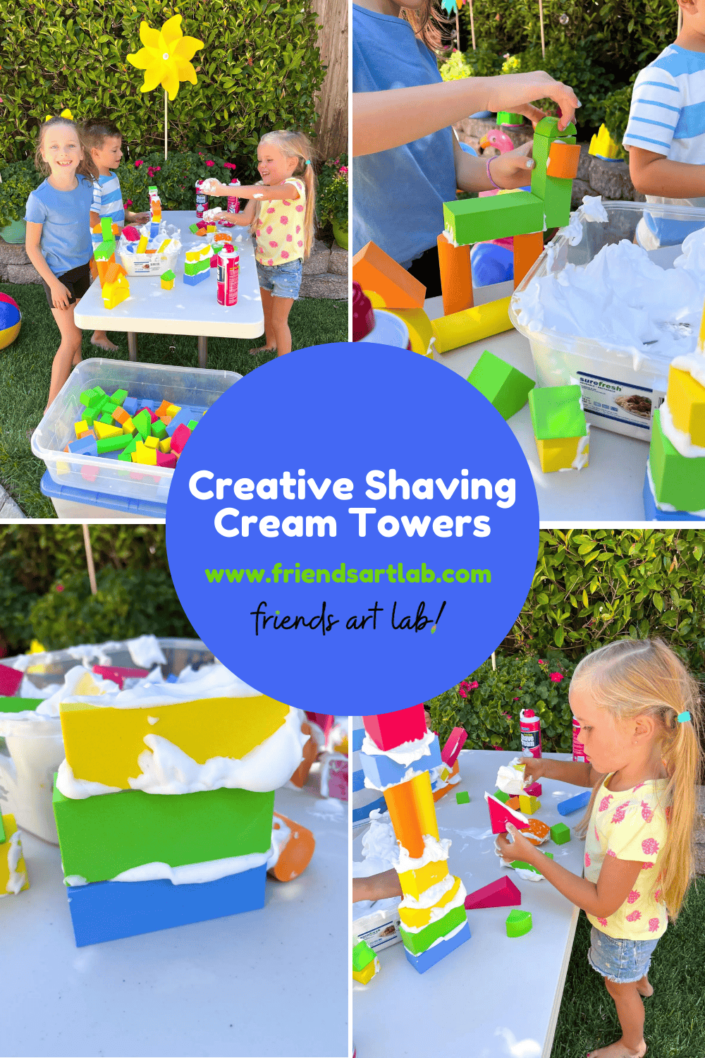 Shaving Cream Block-Building Preschool STEM Activity - Friends Art Lab