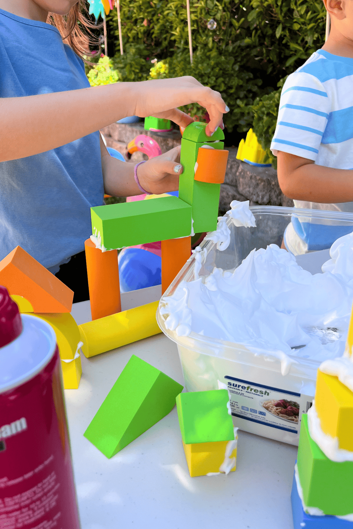 Shaving Cream Block-Building Preschool STEM Activity - Friends Art Lab