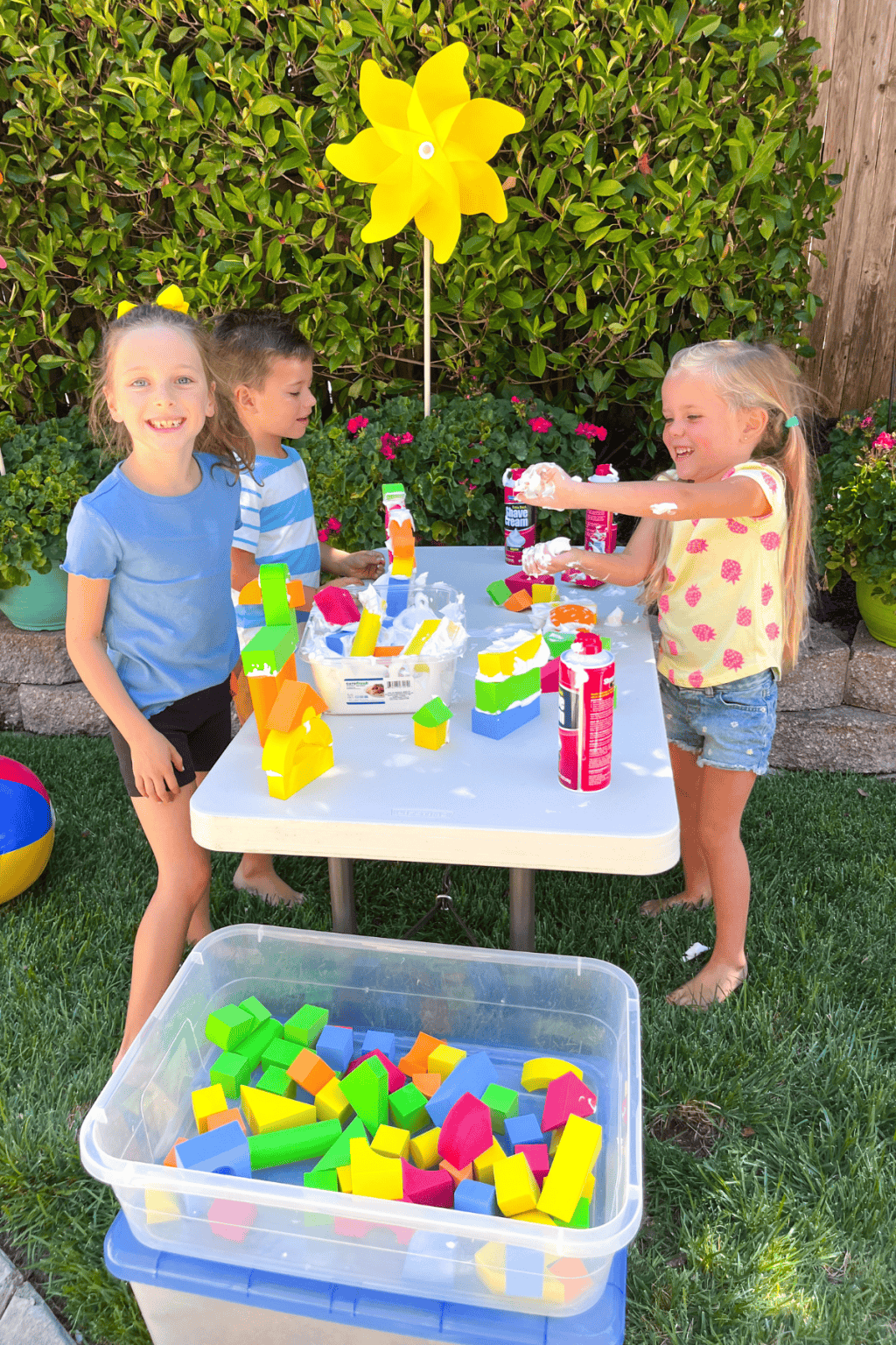 Shaving Cream Block-Building Preschool STEM Activity - Friends Art Lab