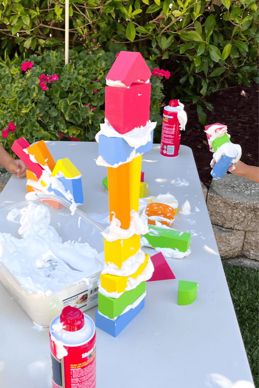 Shaving Cream Block-Building Preschool STEM Activity - Friends Art Lab