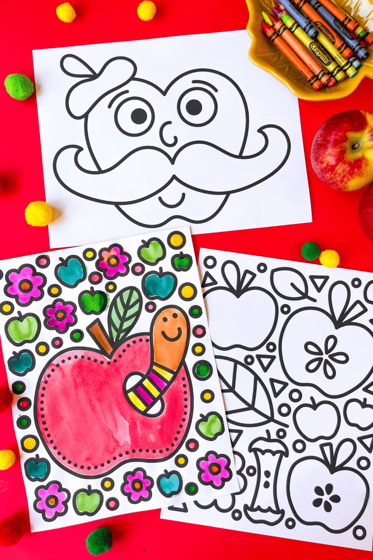 Apple Coloring Pages for Kids - Friends Art Lab