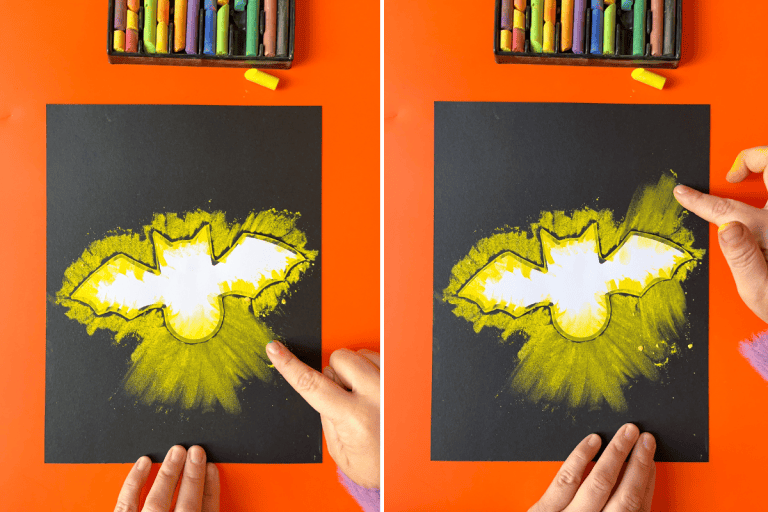 Chalk Bat Halloween Art: Spooky Preschool Craft - Friends Art Lab