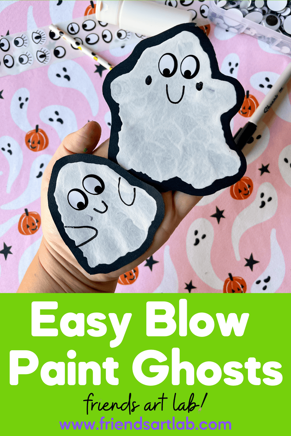 Blow Paint Ghosts - Easy Preschool Halloween Craft - Friends Art Lab