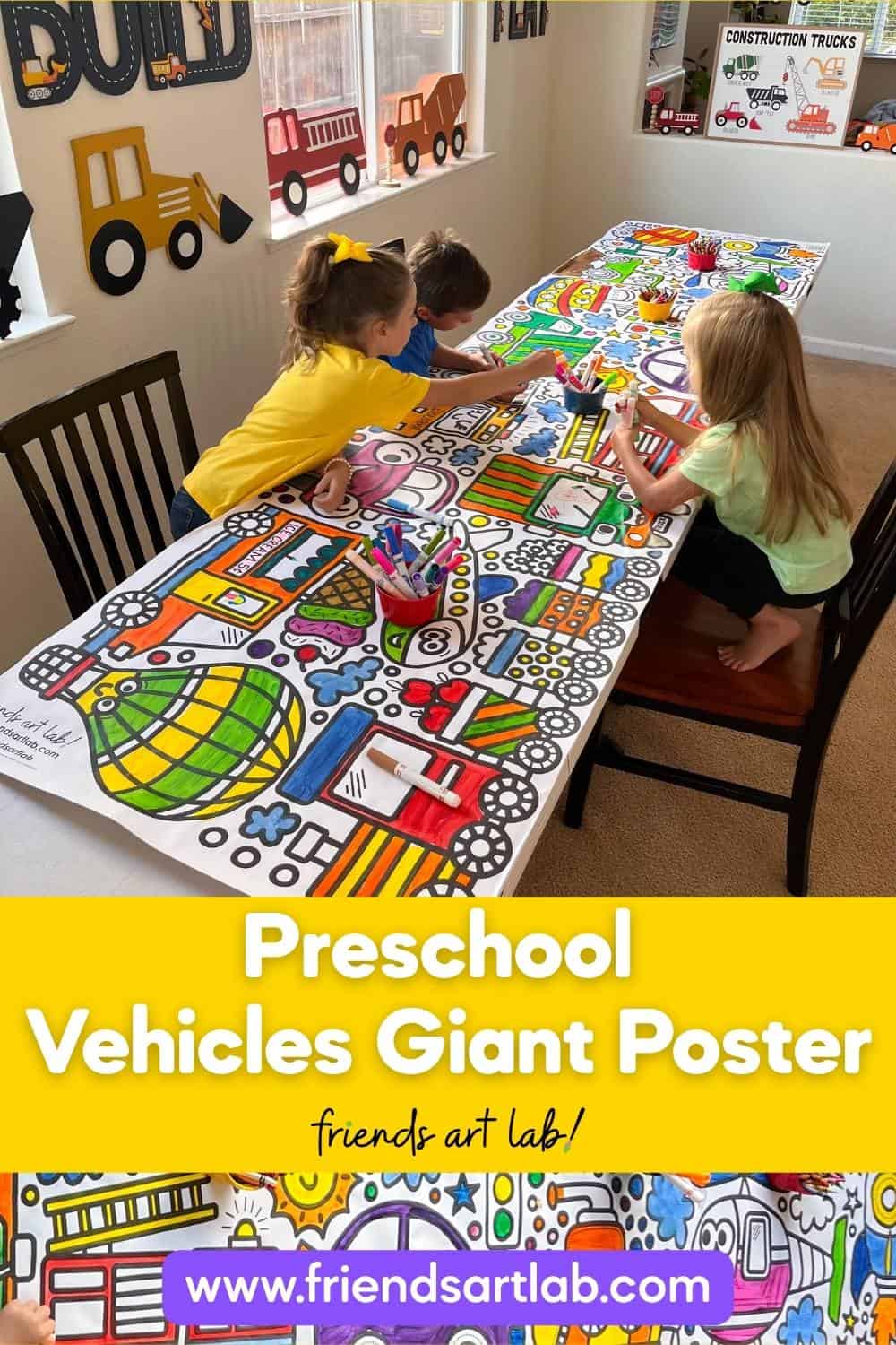 Vehicle Giant Coloring Poster - Friends Art Lab
