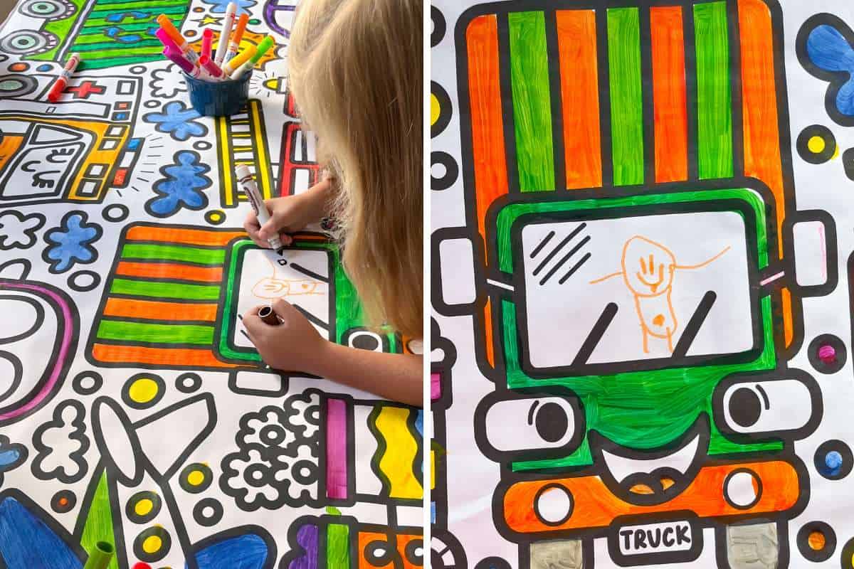 Vehicle Giant Coloring Poster - Friends Art Lab